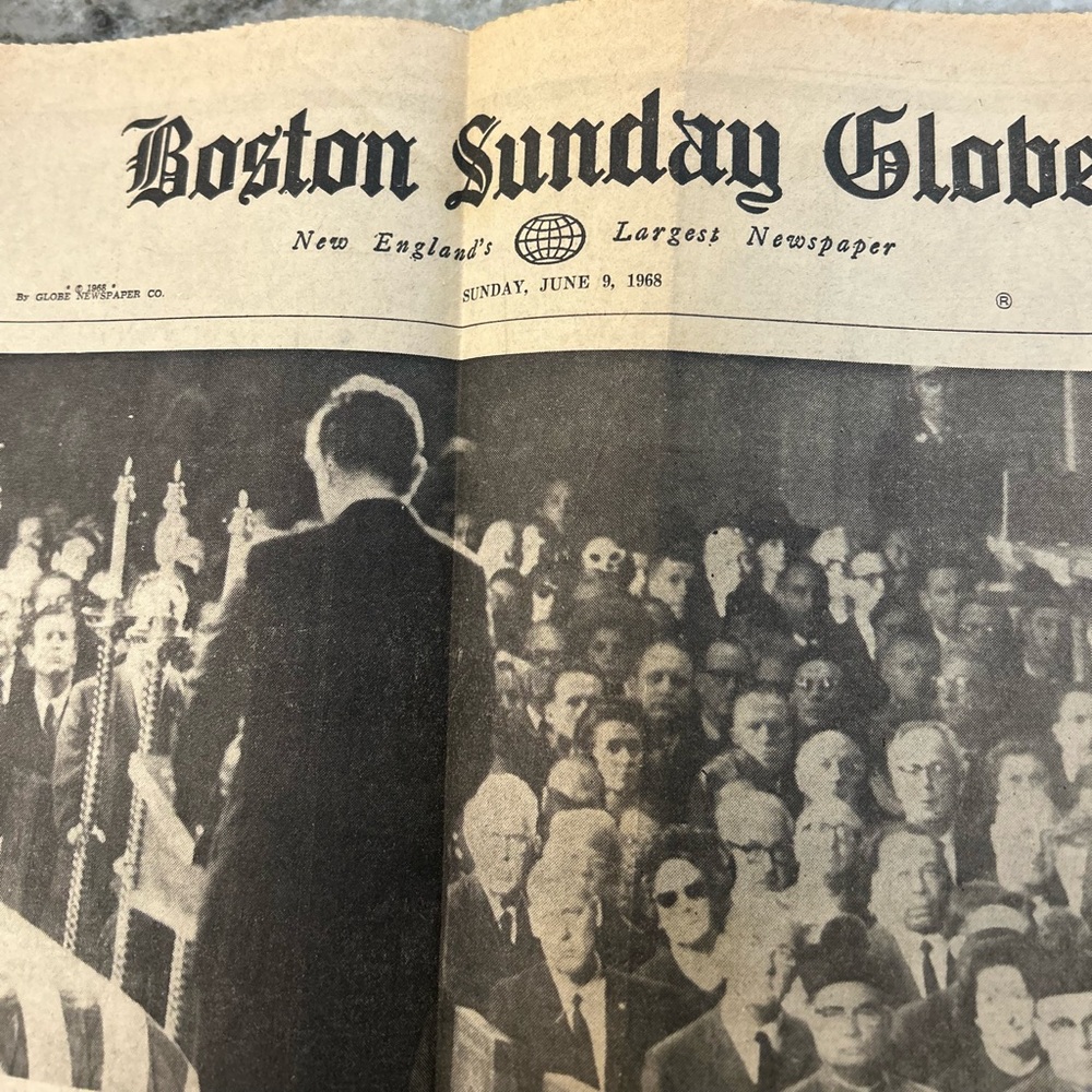 Boston globe vintage  1968 Kennedy funeral clippings